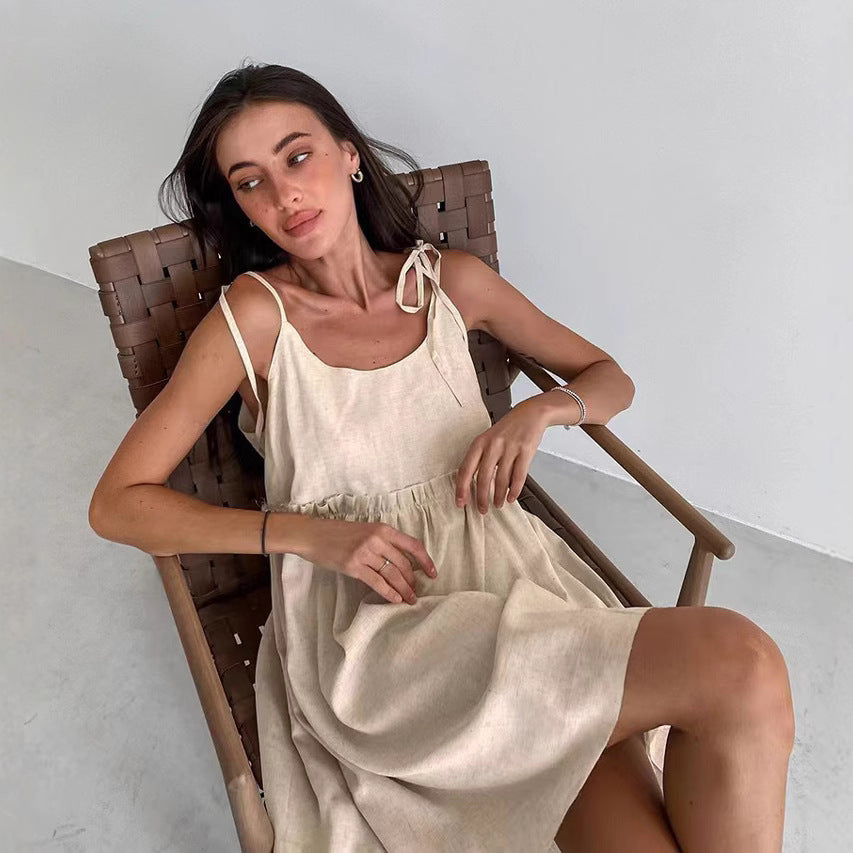 Women's Casual Linen A-Line Dress Ivyshape