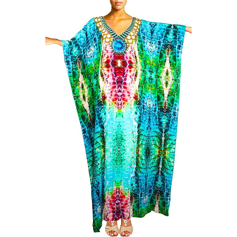Women's Kaftan with shimmering snake pattern and high-quality embroidery Ivyshape