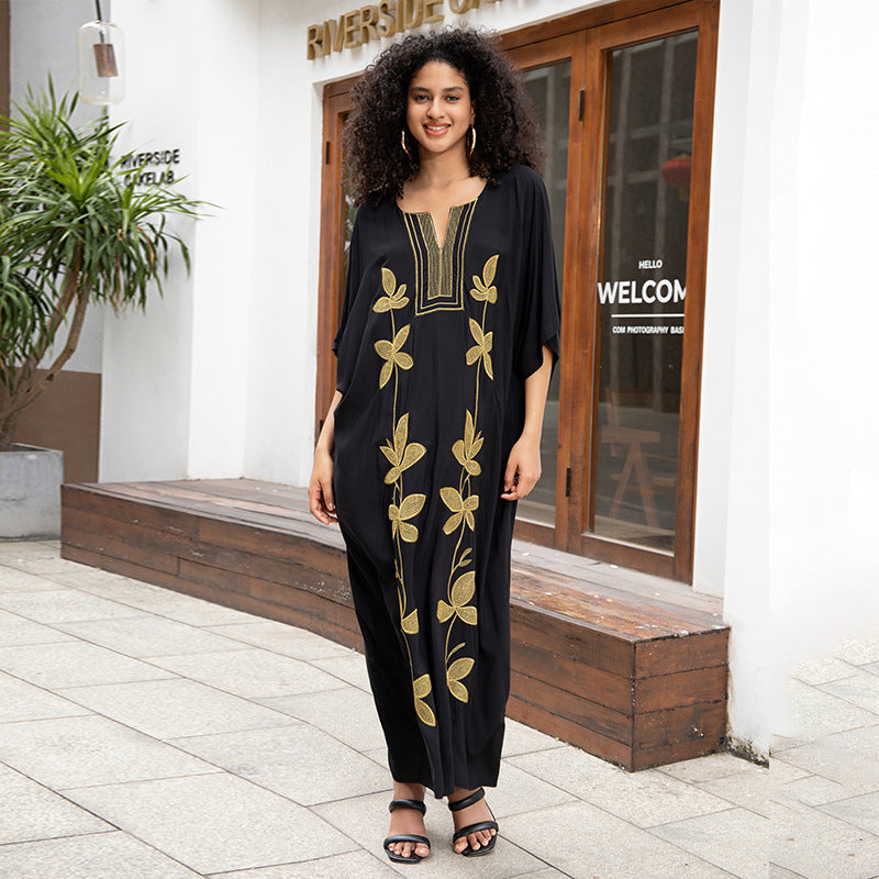 Ladies Kaftan with elaborate floral embroidery design Ivyshape