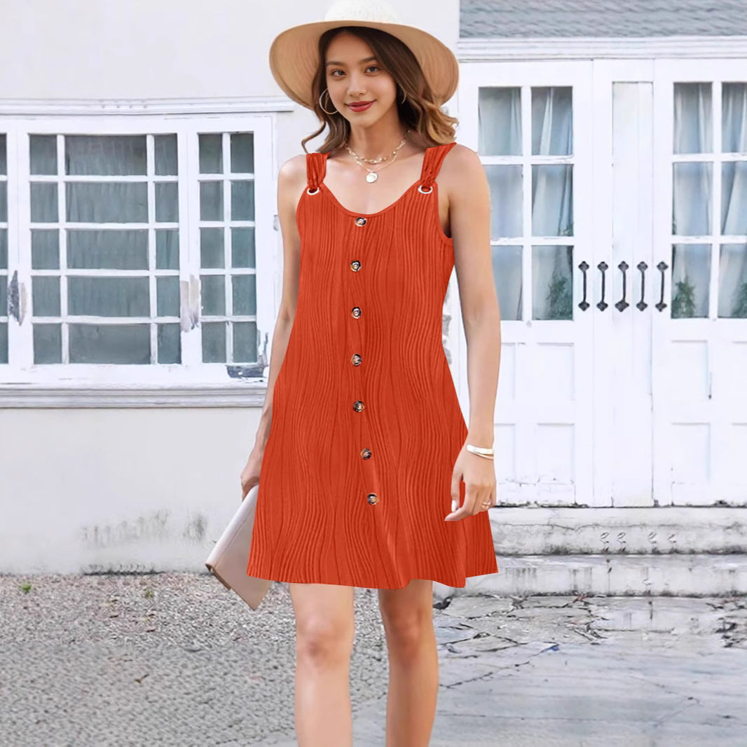 Women Casual Button-Down A-Line Dress Ivyshape