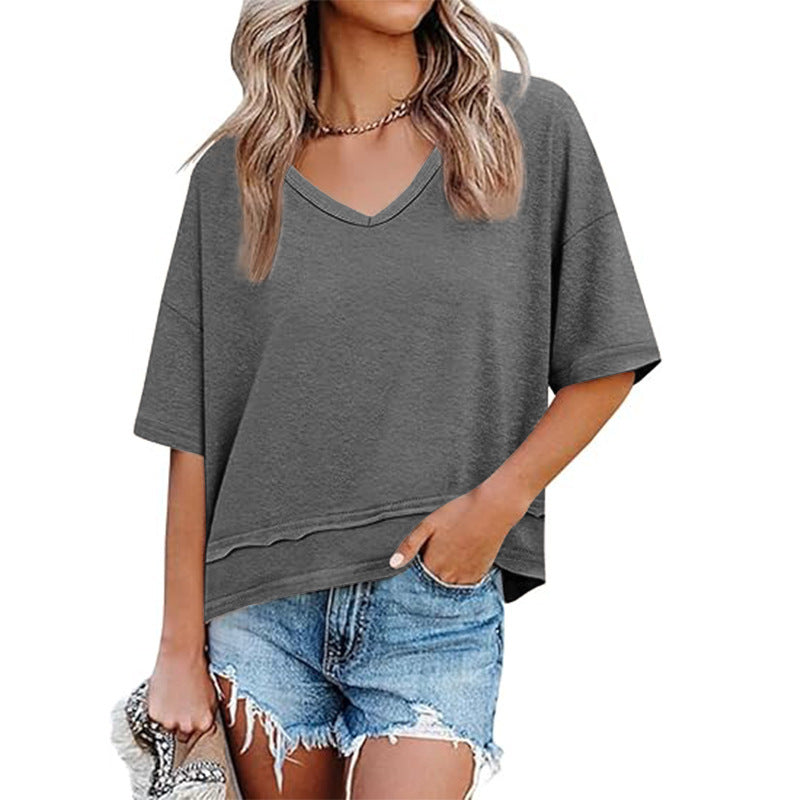 Women's Casual V-Neck Oversized T-Shirt Ivyshape