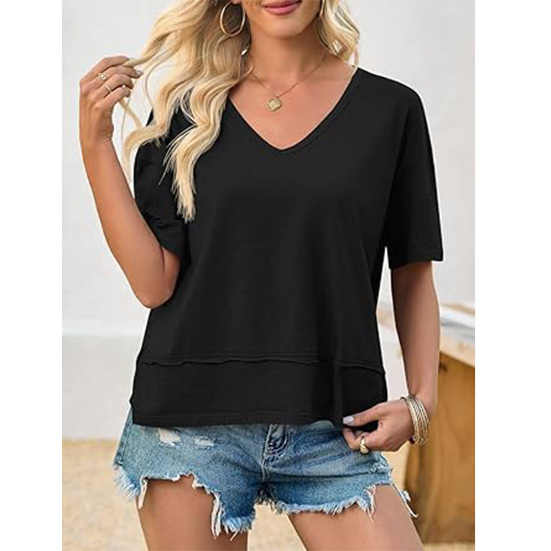 Women's Casual V-Neck Oversized T-Shirt Ivyshape