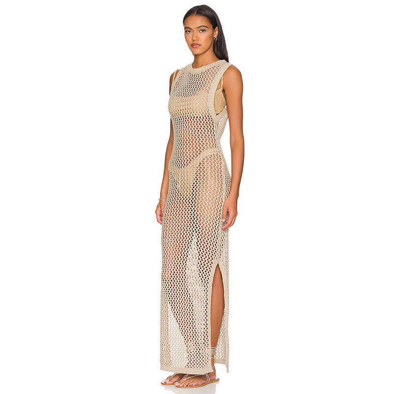 Women's mesh beach dress with high side slits Ivyshape
