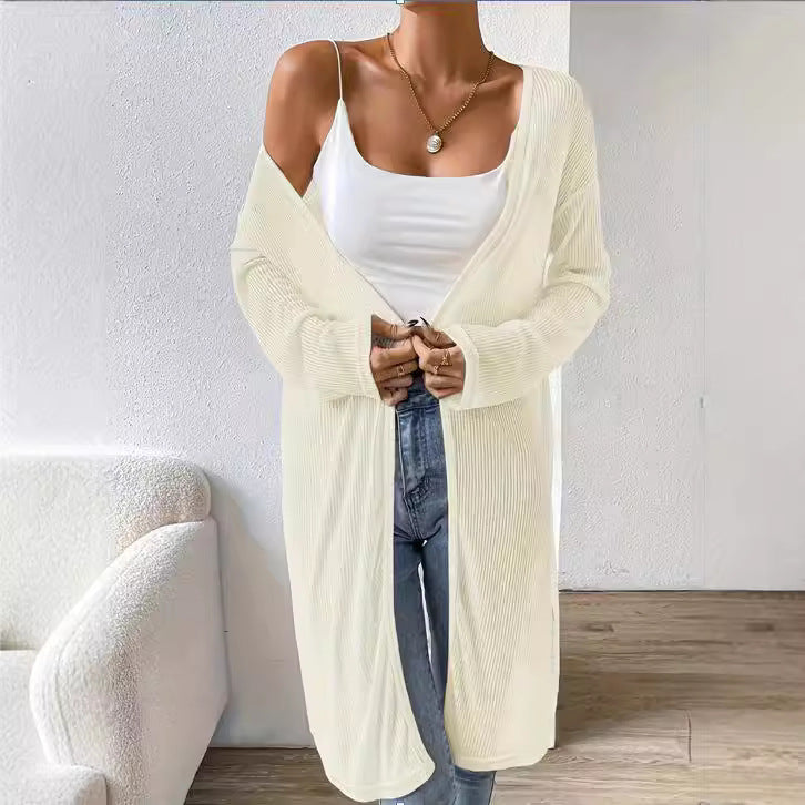 Women's cardigan with elegant ribbed pattern and loose fit Ivyshape