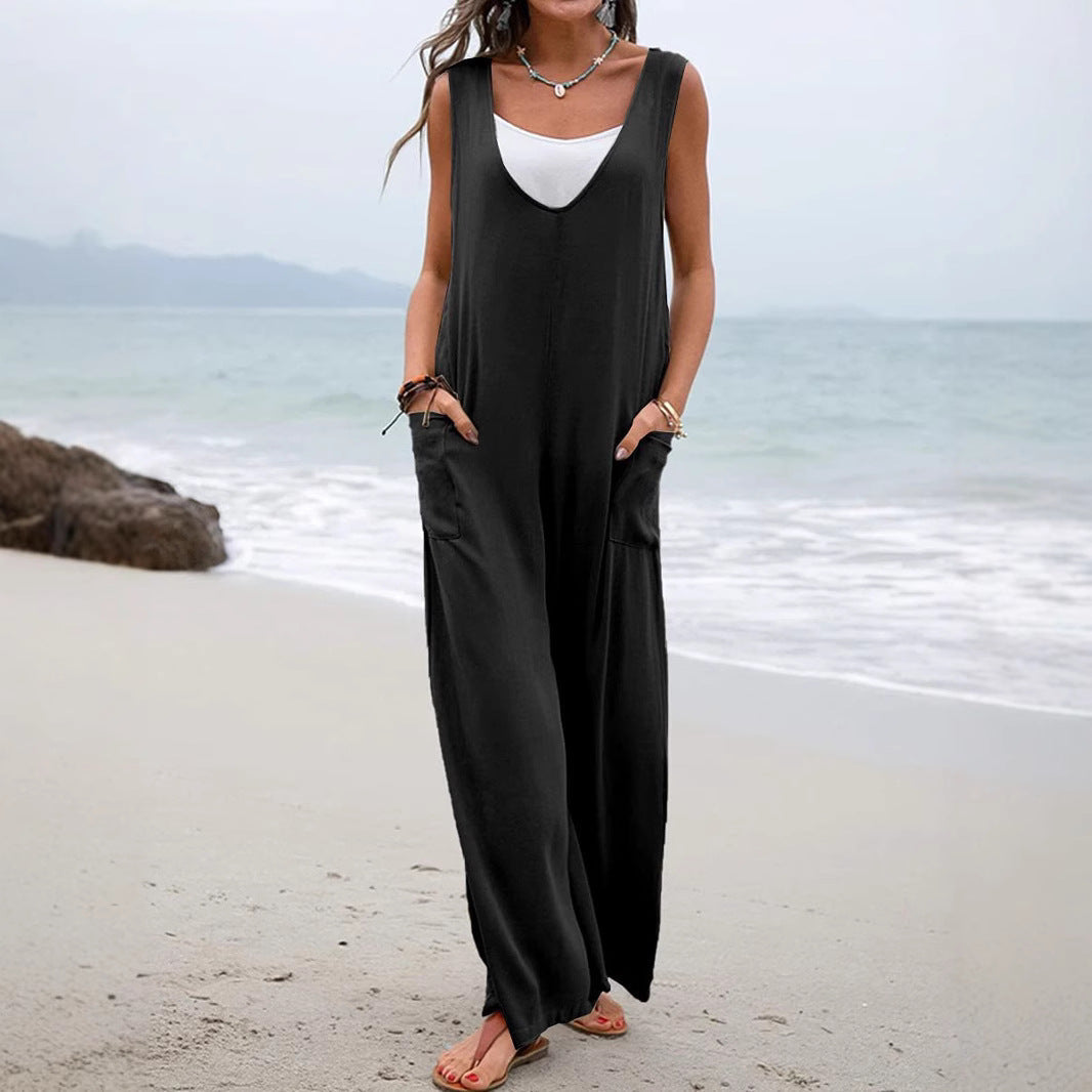 Women Relaxed Fit Wide Leg Jumpsuit Ivyshape