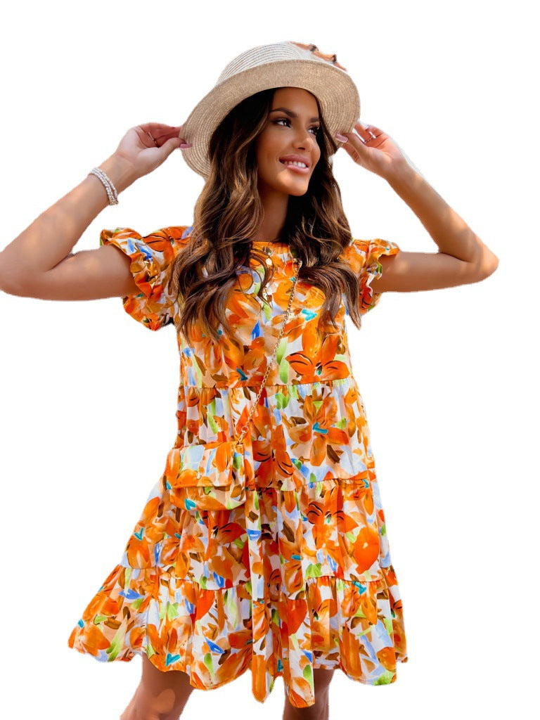 Ladies summer dress with cheerful floral pattern Ivyshape