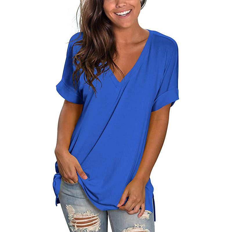 Ladies Casual V-Neck T-Shirt Ivyshape