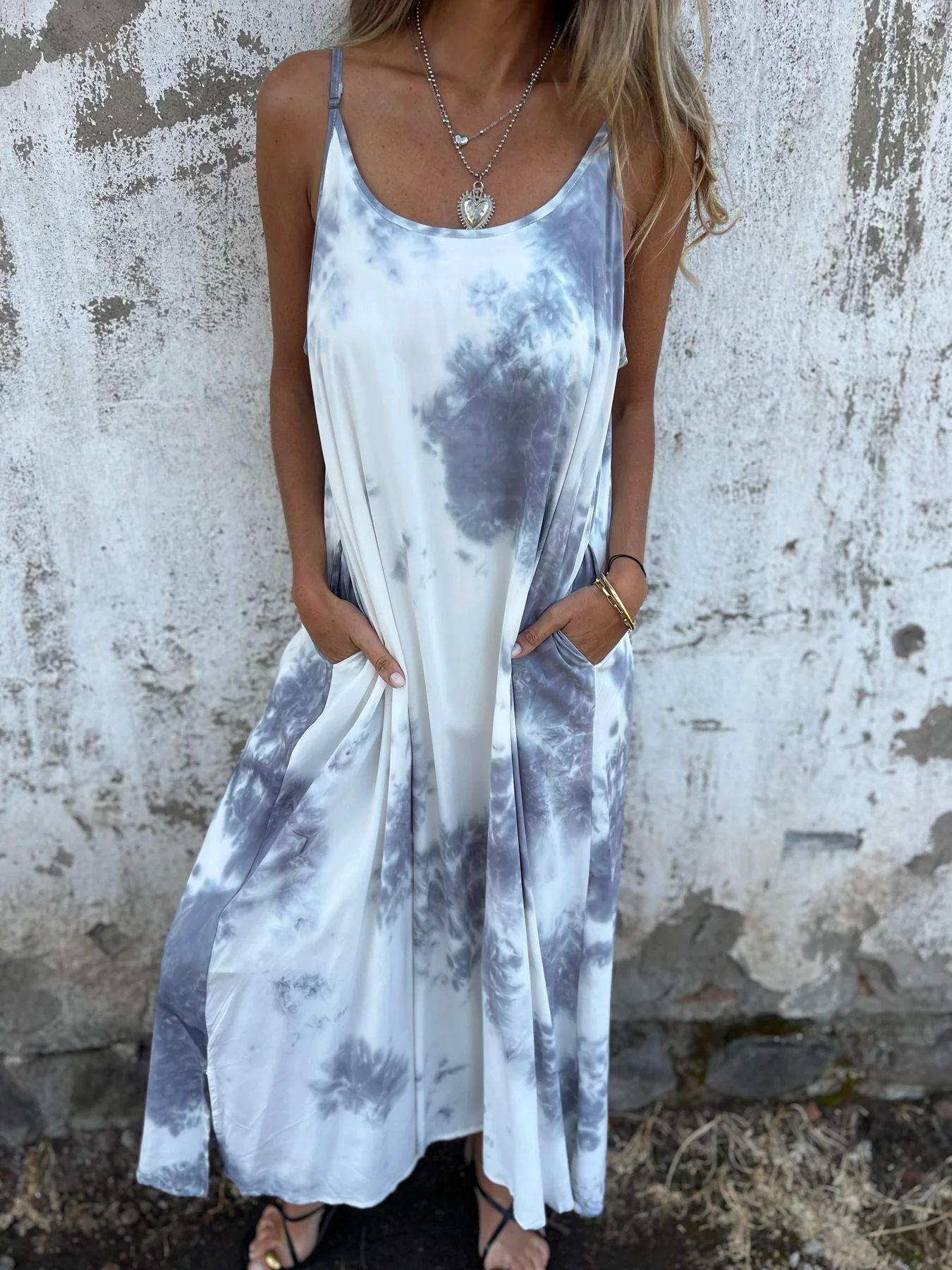 Womens Casual Tie-Dye Maxi Dress Ivyshape