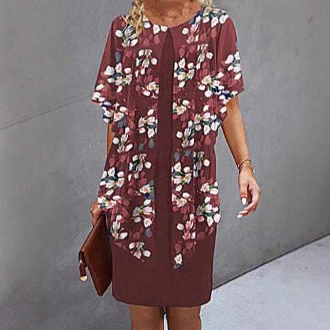 Women's beach dress with floral overlay Ivyshape