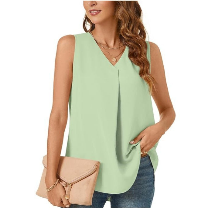 Women's Pleated Chiffon Blouse Ivyshape