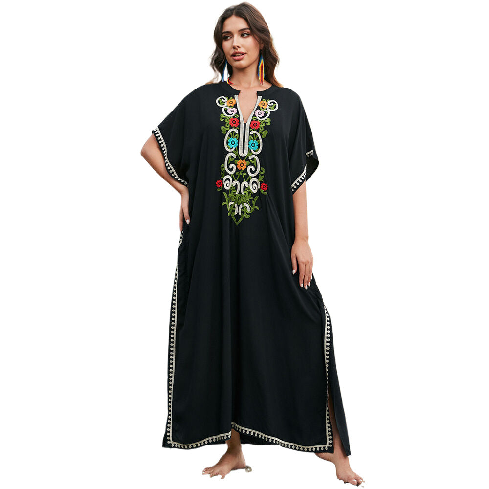 Ladies beach kaftan with elaborate embroidery and elegant accents Ivyshape