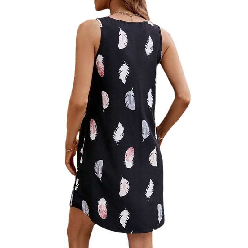 Ladies summer dress with V-neck and delicate crochet trim Ivyshape