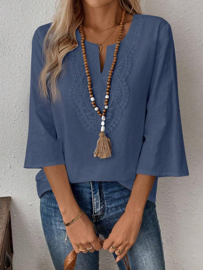 Women's casual blouse with detailed embroidery Ivyshape