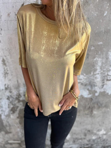 Women shimmering short-sleeve blouse Ivyshape