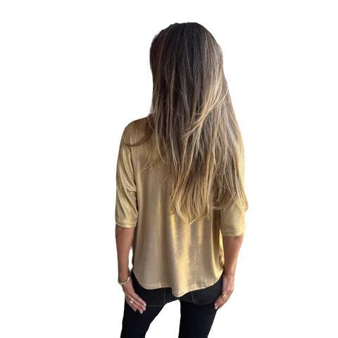 Women shimmering short-sleeve blouse Ivyshape