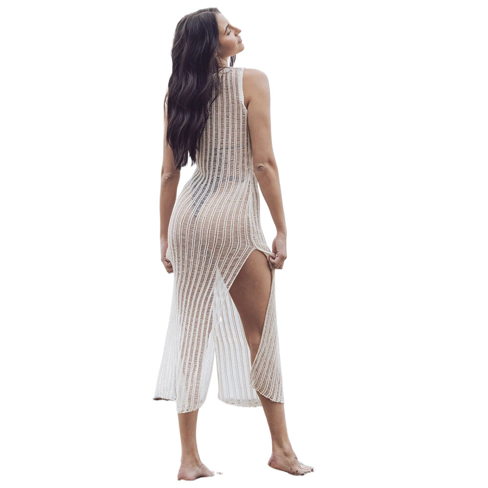 Ladies airy beach cover-up with refined net design Ivyshape