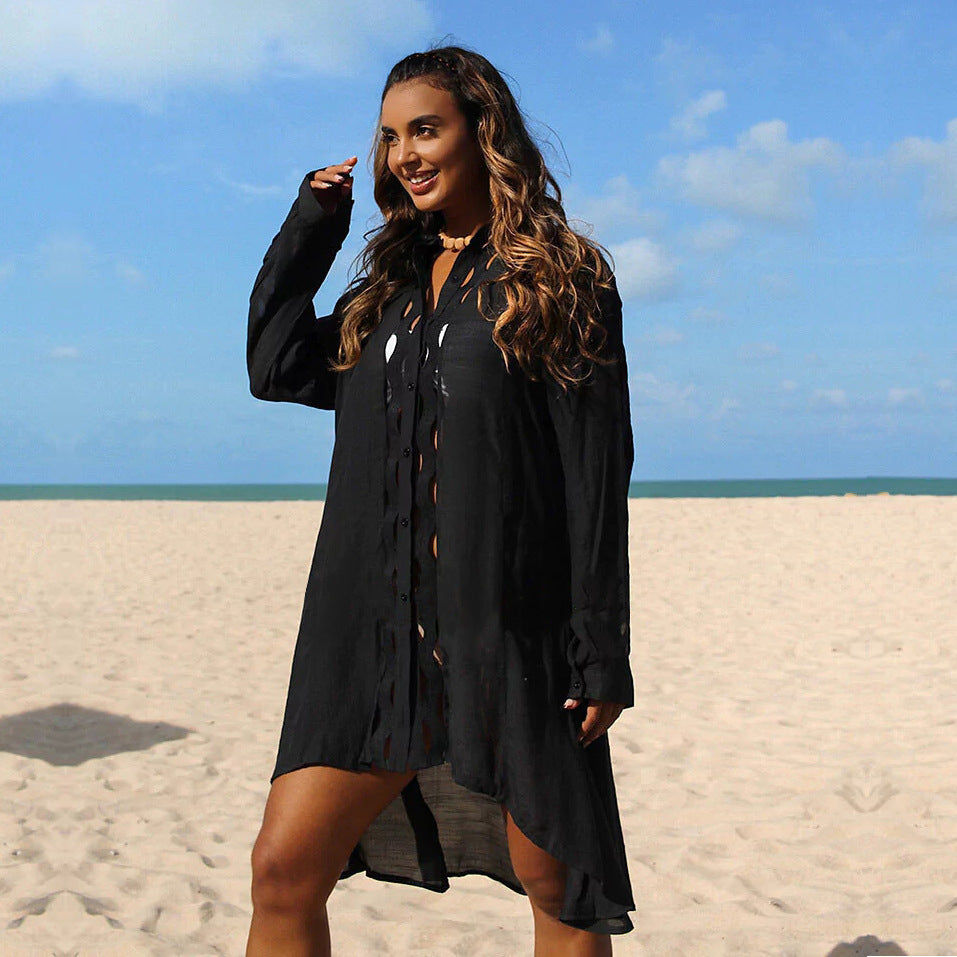 Women's beach shirt with refined cut-out design Ivyshape