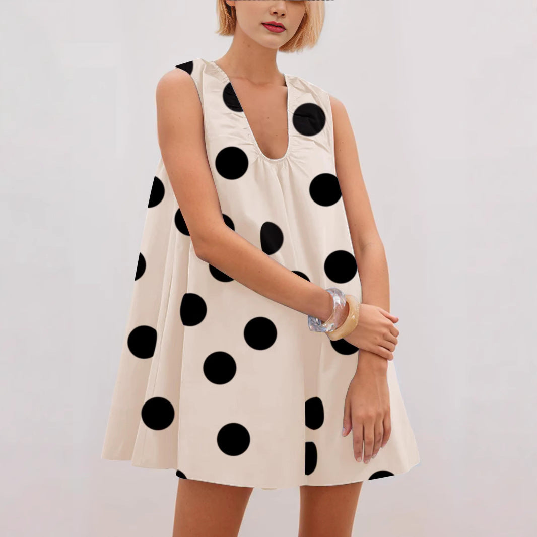 Ladies Polka Dot A-Line Dress Ivyshape