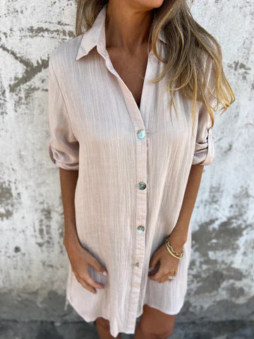 Women's Chic Button Closure Shirt Dress Ivyshape