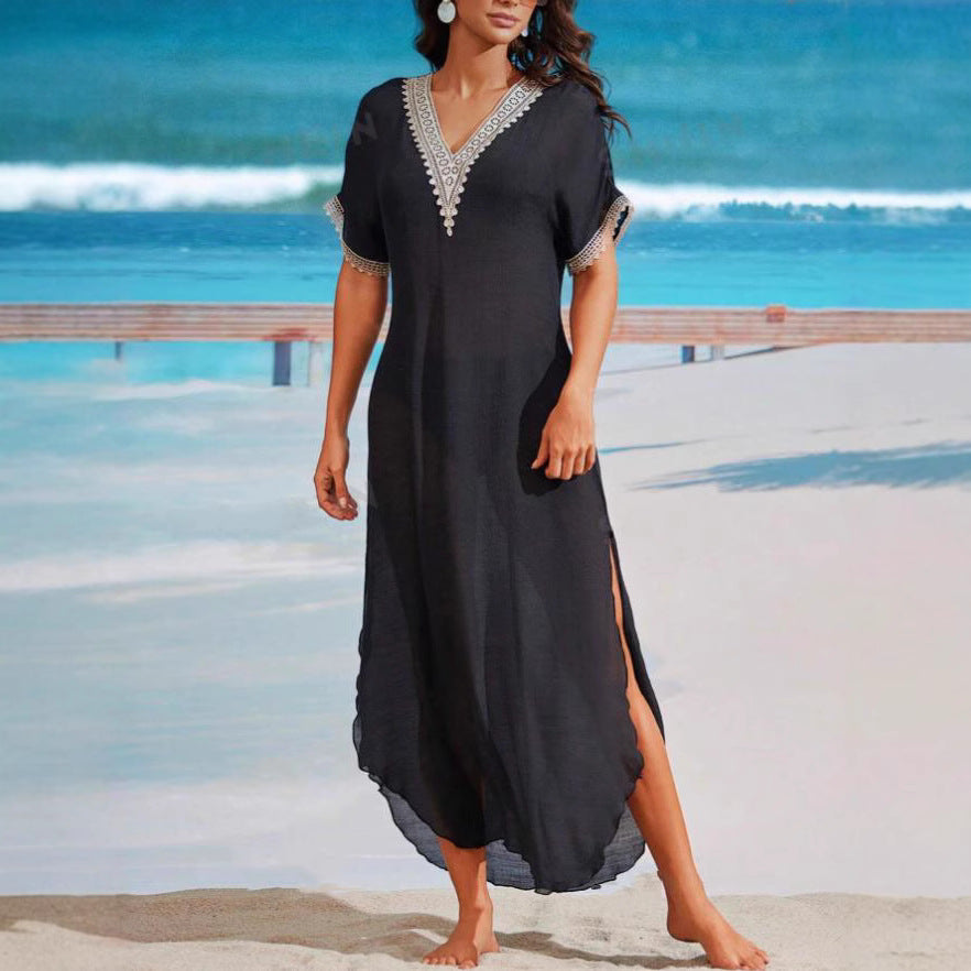 Women’s beach dress with elegant crochet decoration Ivyshape