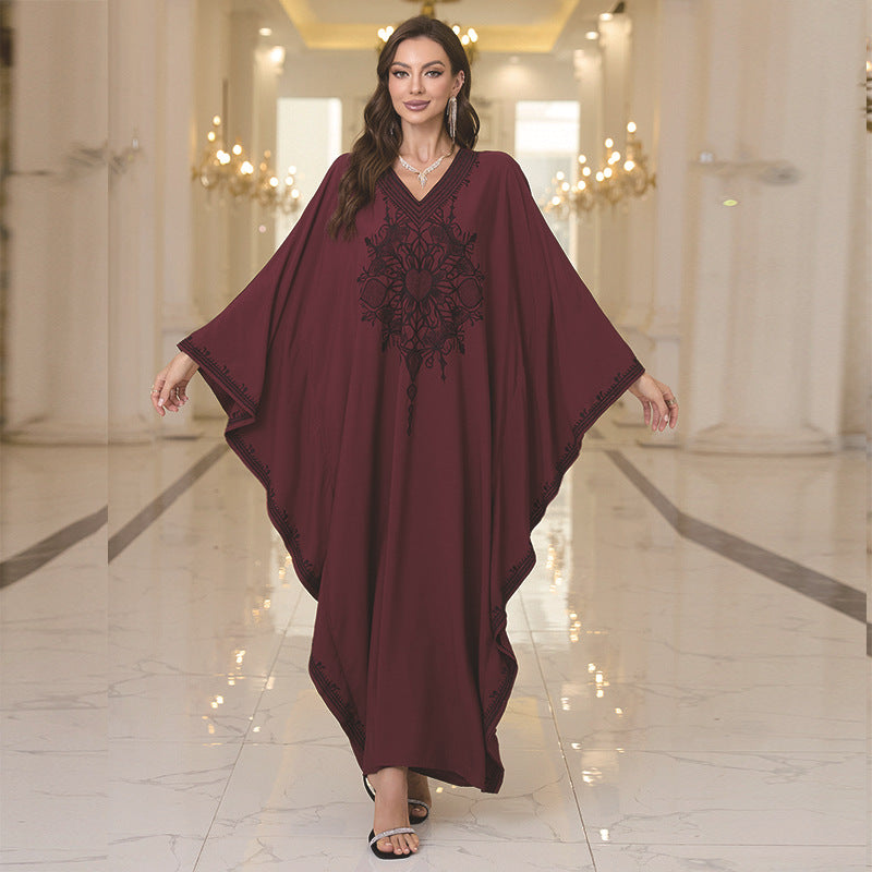 Women Elegant Kaftan Dress with Artistic Embroidery Ivyshape