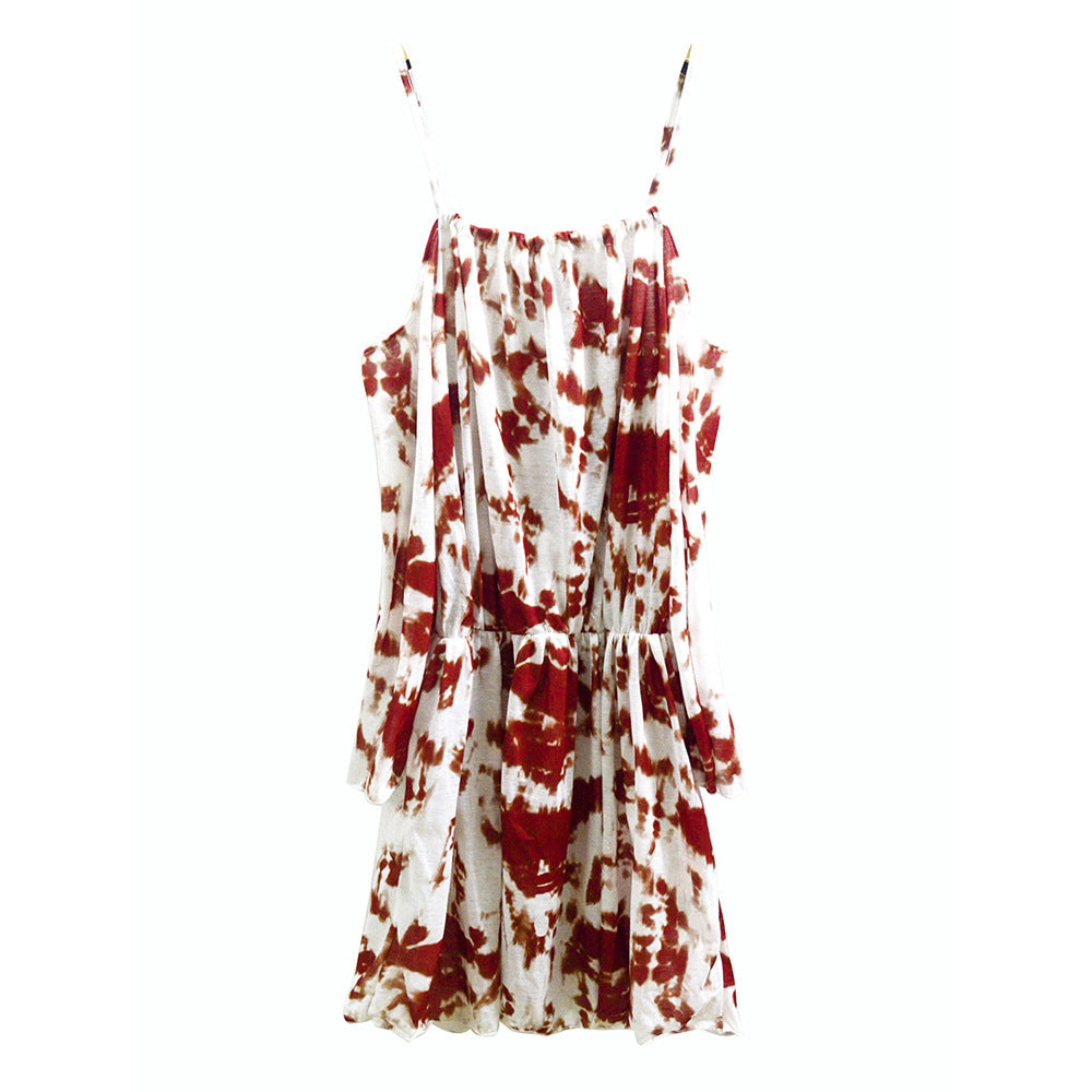 Ladies Cold-Shoulder Batik Dress Ivyshape