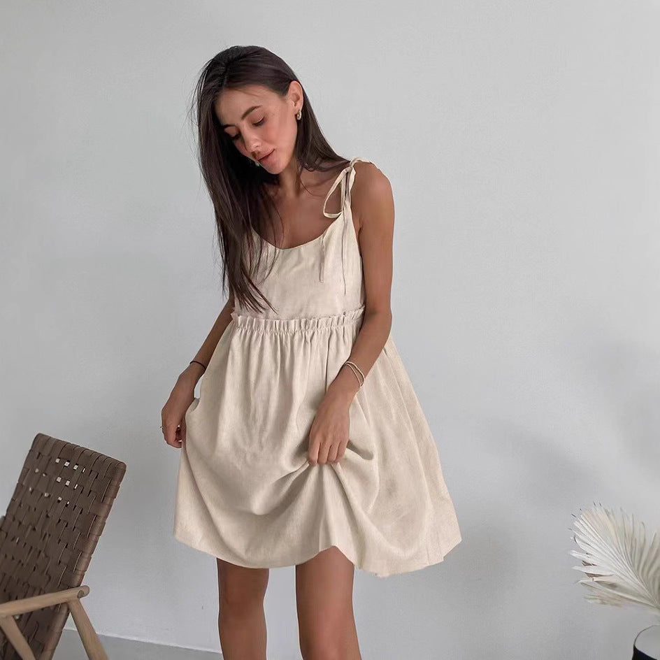 Women's Casual Linen A-Line Dress Ivyshape