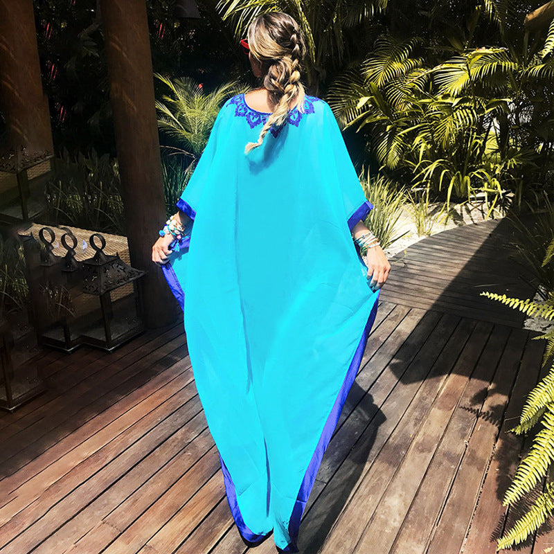 Women's beach robe with intricate embroidery pattern and airy silhouette Ivyshape