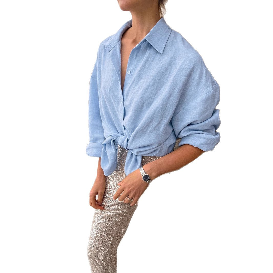 Women's Plus Size Linen Button Shirt Ivyshape