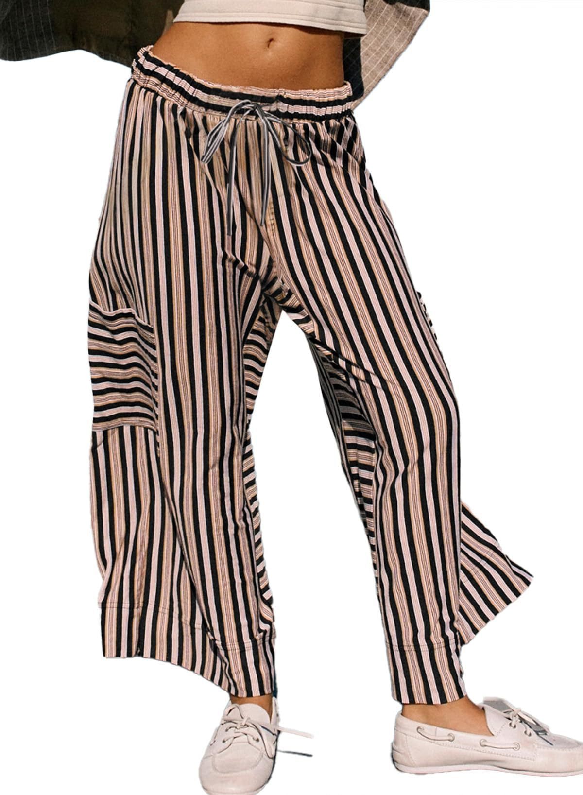 Women's striped wide-leg pants Ivyshape