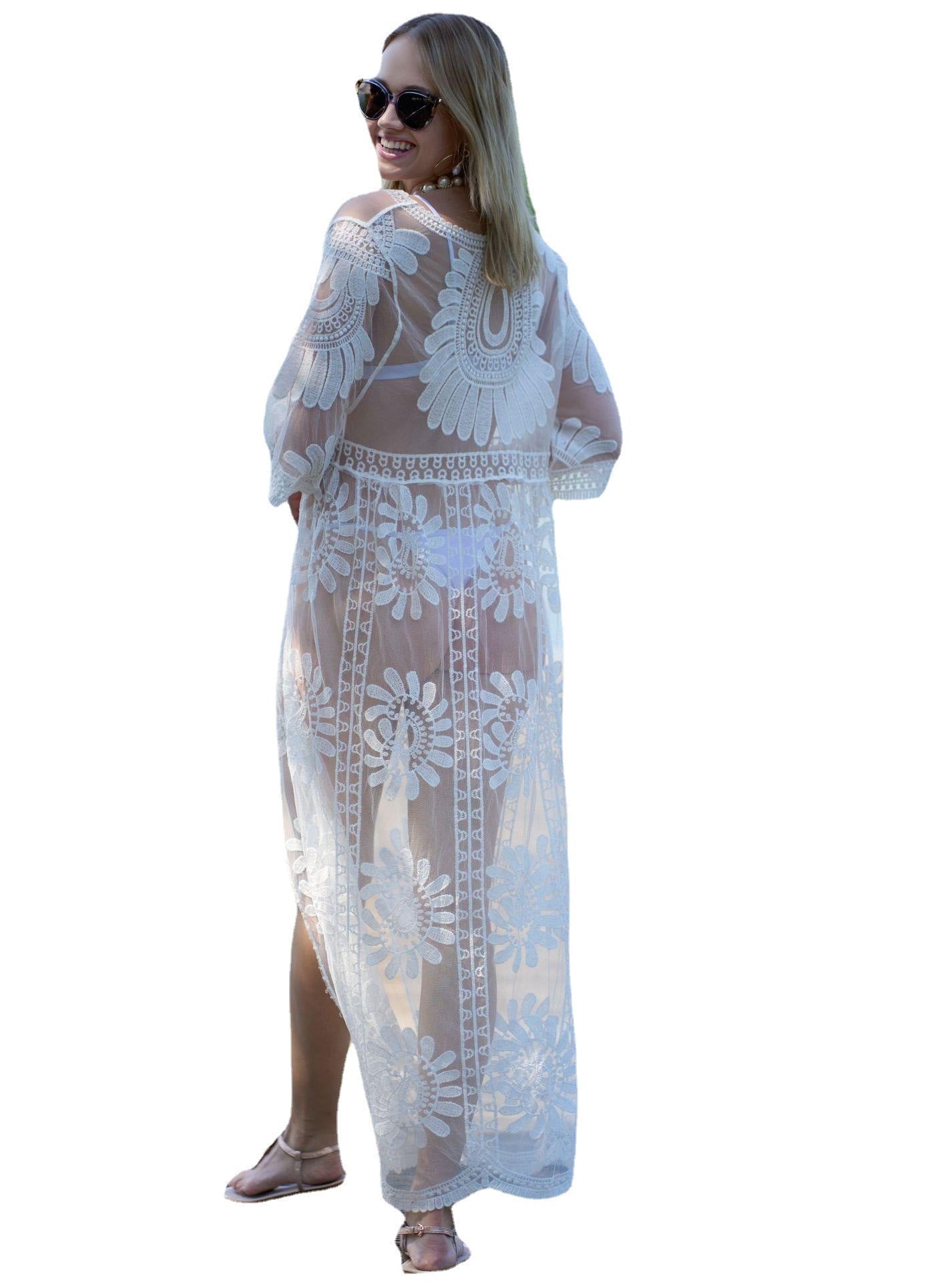 Ladies Beach Kimono made of fine crochet lace Ivyshape