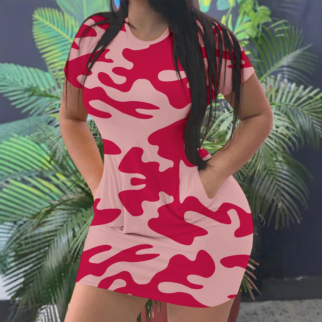 Women's Camouflage Dress with Practical Pockets Ivyshape
