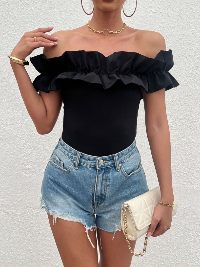 Ladies Off-Shoulder Body with Ruffles Ivyshape