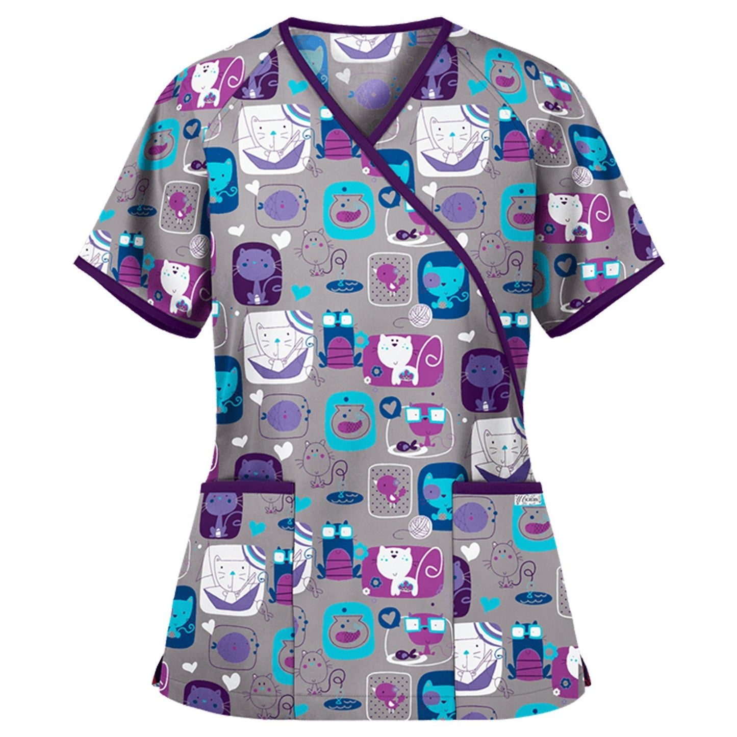 Ladies Sweet Animal Print Scrub Top Ivyshape