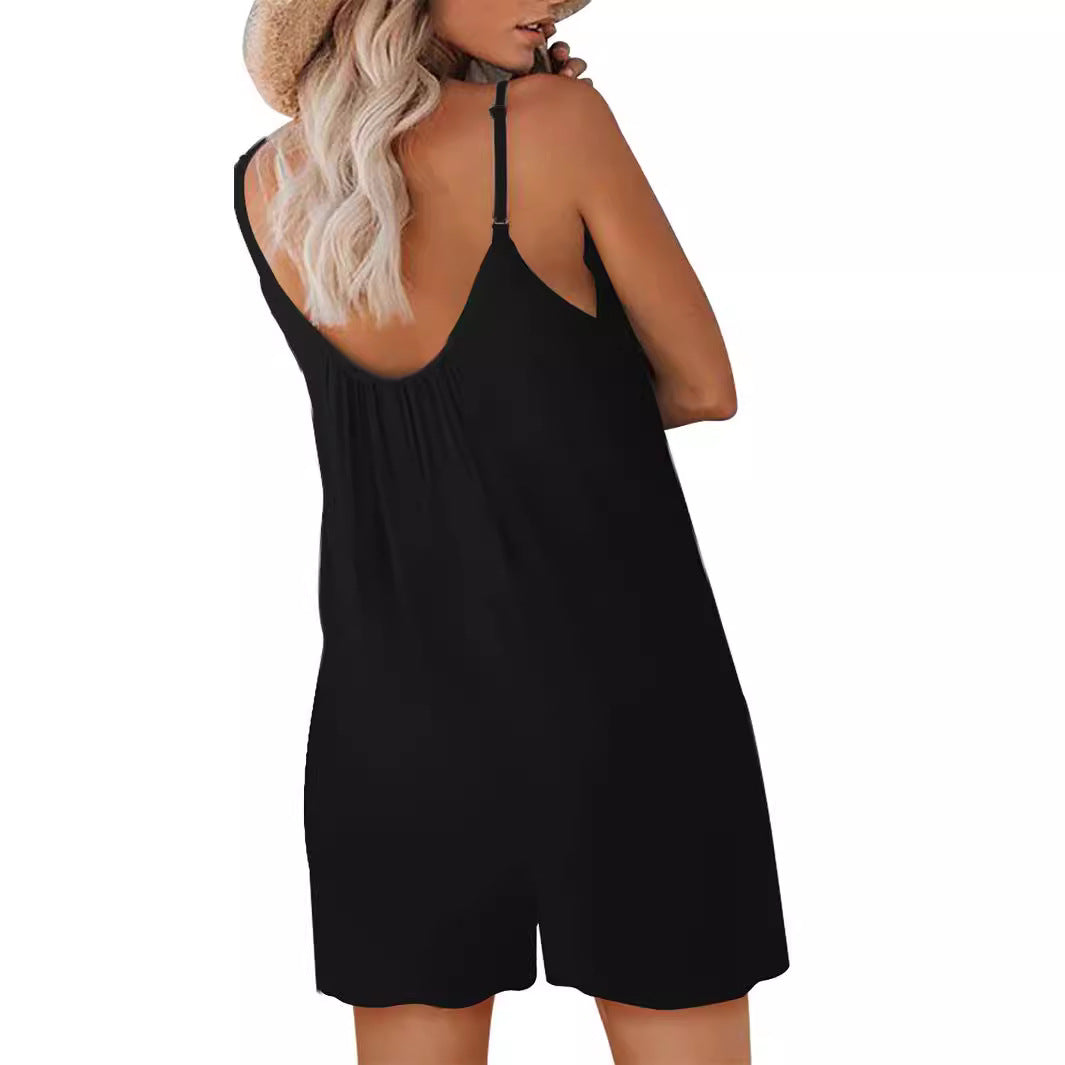 Ladies casual strap dress with funny lettering and practical pockets Ivyshape