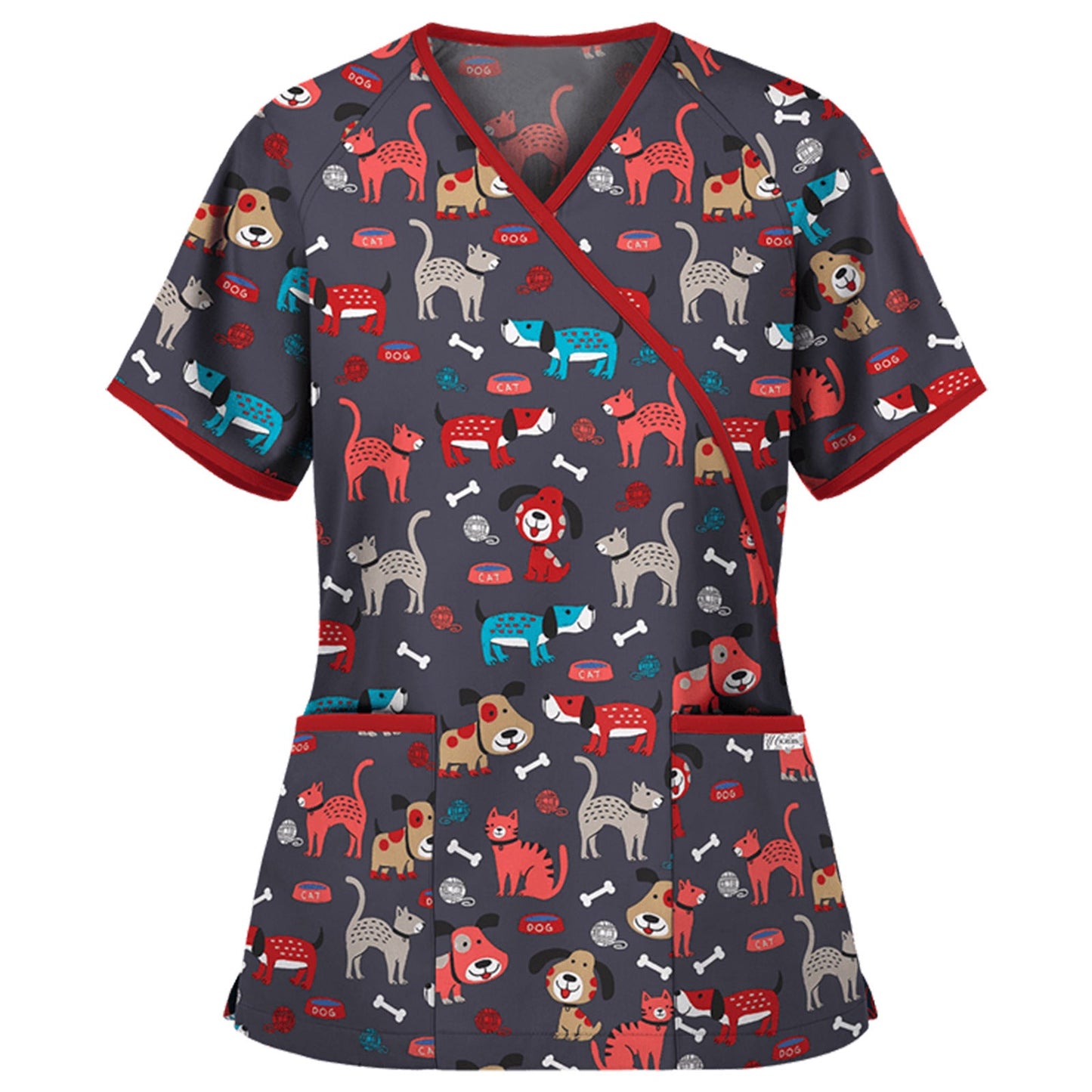 Ladies Sweet Animal Print Scrub Top Ivyshape