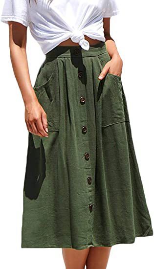 Women's A-line skirt with pockets and button placket Ivyshape