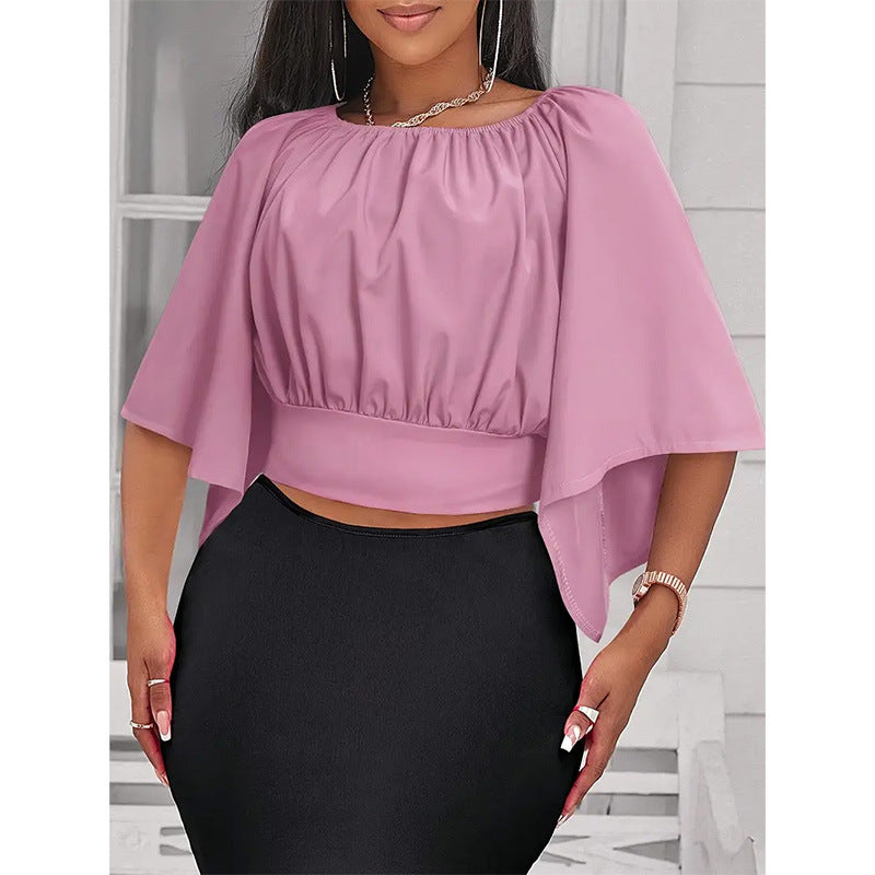 Ladies elegant top with wide cut sleeves Ivyshape