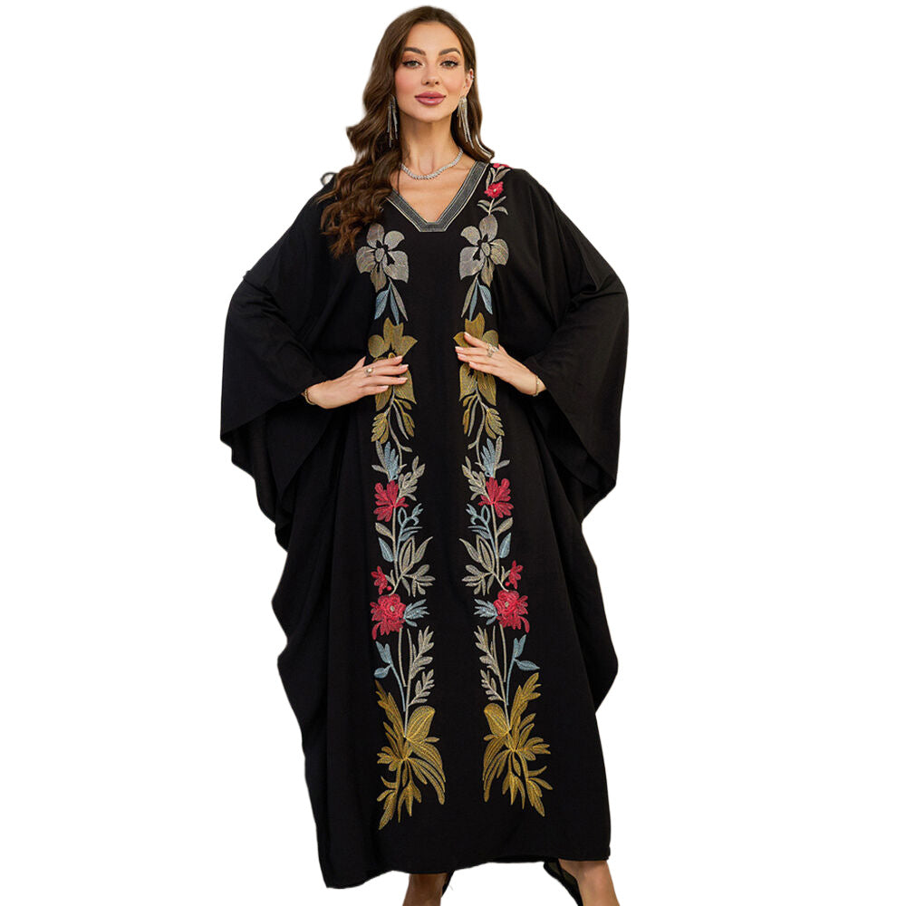 Ladies stylish Kaftan robe with elaborate floral embroidery design Ivyshape