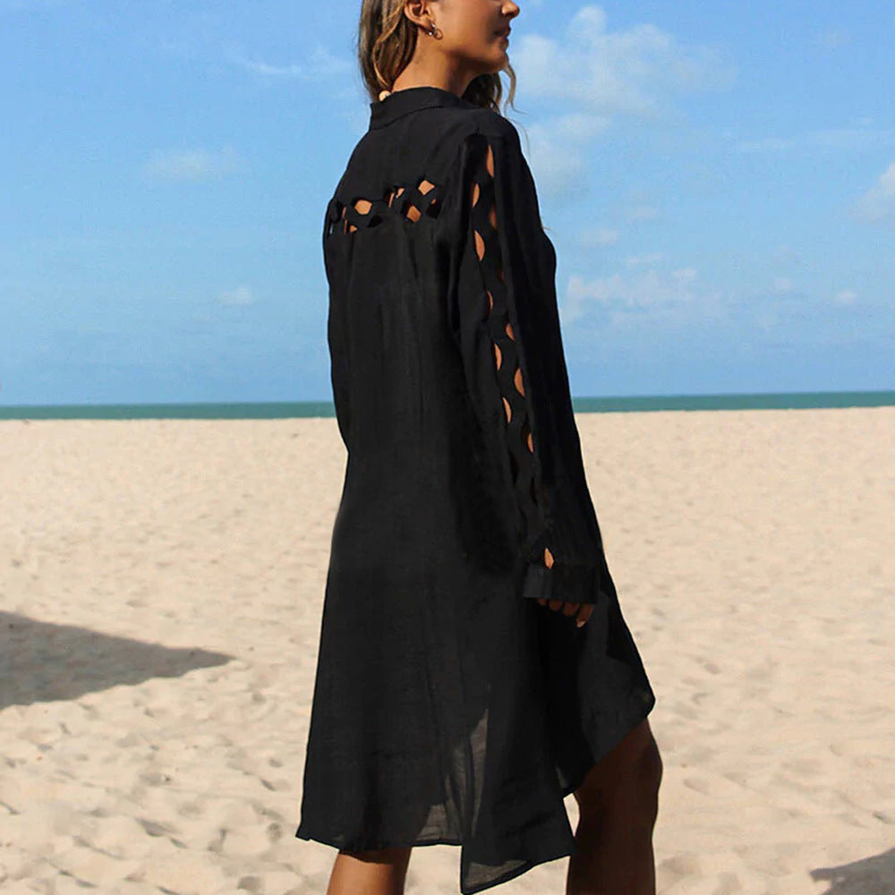 Women's beach shirt with refined cut-out design Ivyshape