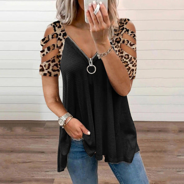 Women Trendy Zipper Detail Cutout Top Ivyshape