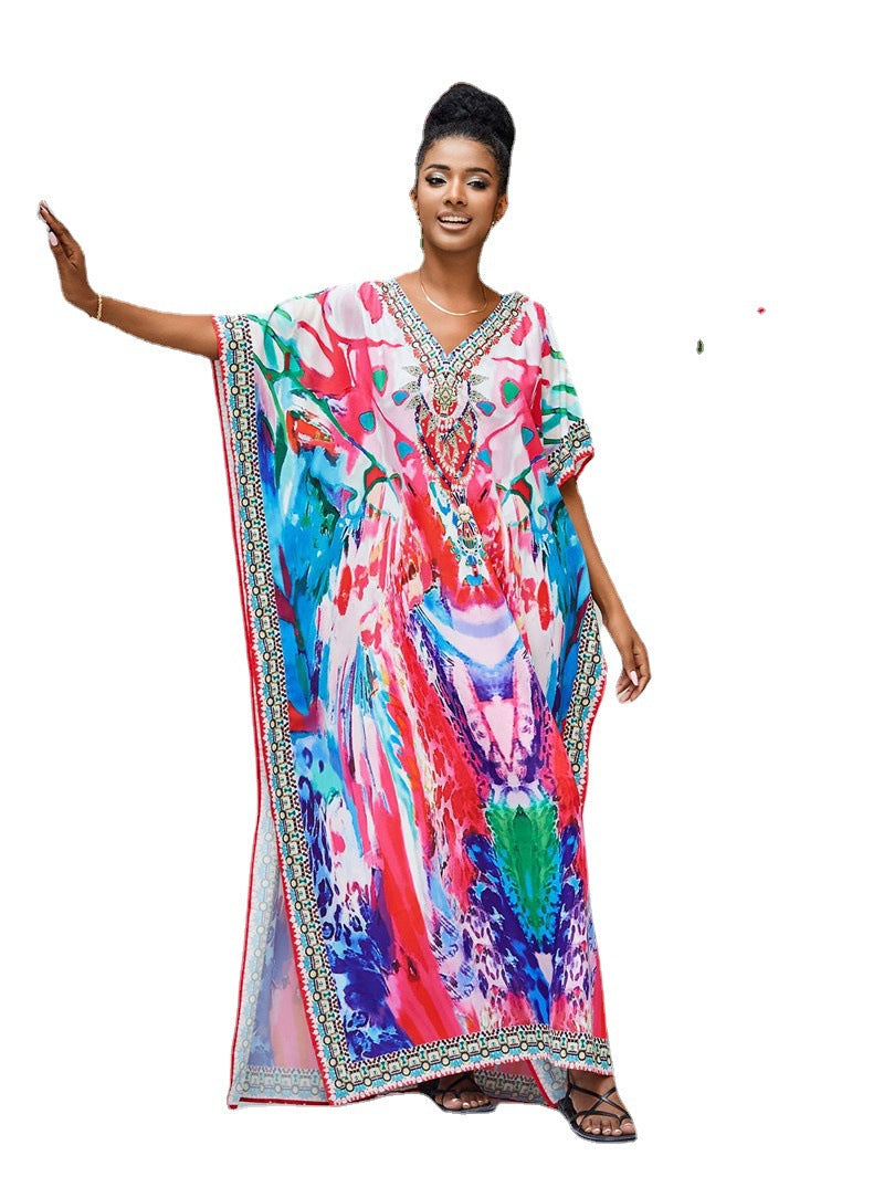 Women's beach kaftan with intricate pattern and elegant embellishments Ivyshape
