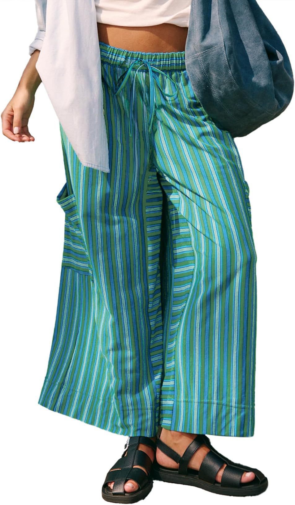 Women's striped wide-leg pants Ivyshape