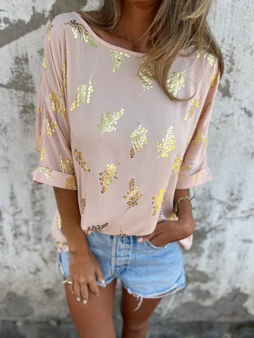 Ladies Light Blouse with Sequin Accents Ivyshape