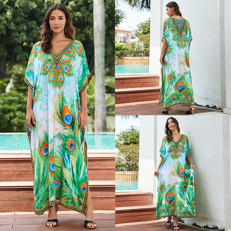 Women's maxi dress with colorful mandala pattern and flowing cut Ivyshape