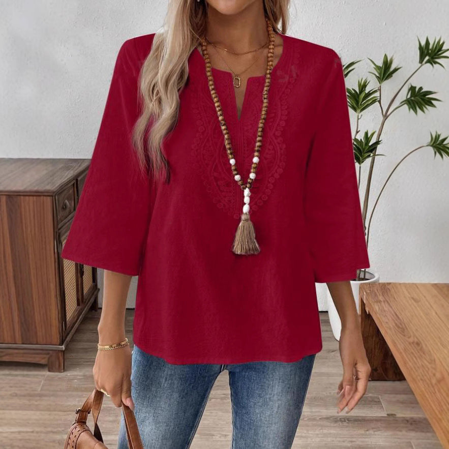 Women's casual blouse with detailed embroidery Ivyshape