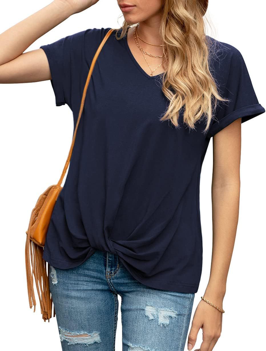 Women's Knot V-Neck Casual Top Ivyshape