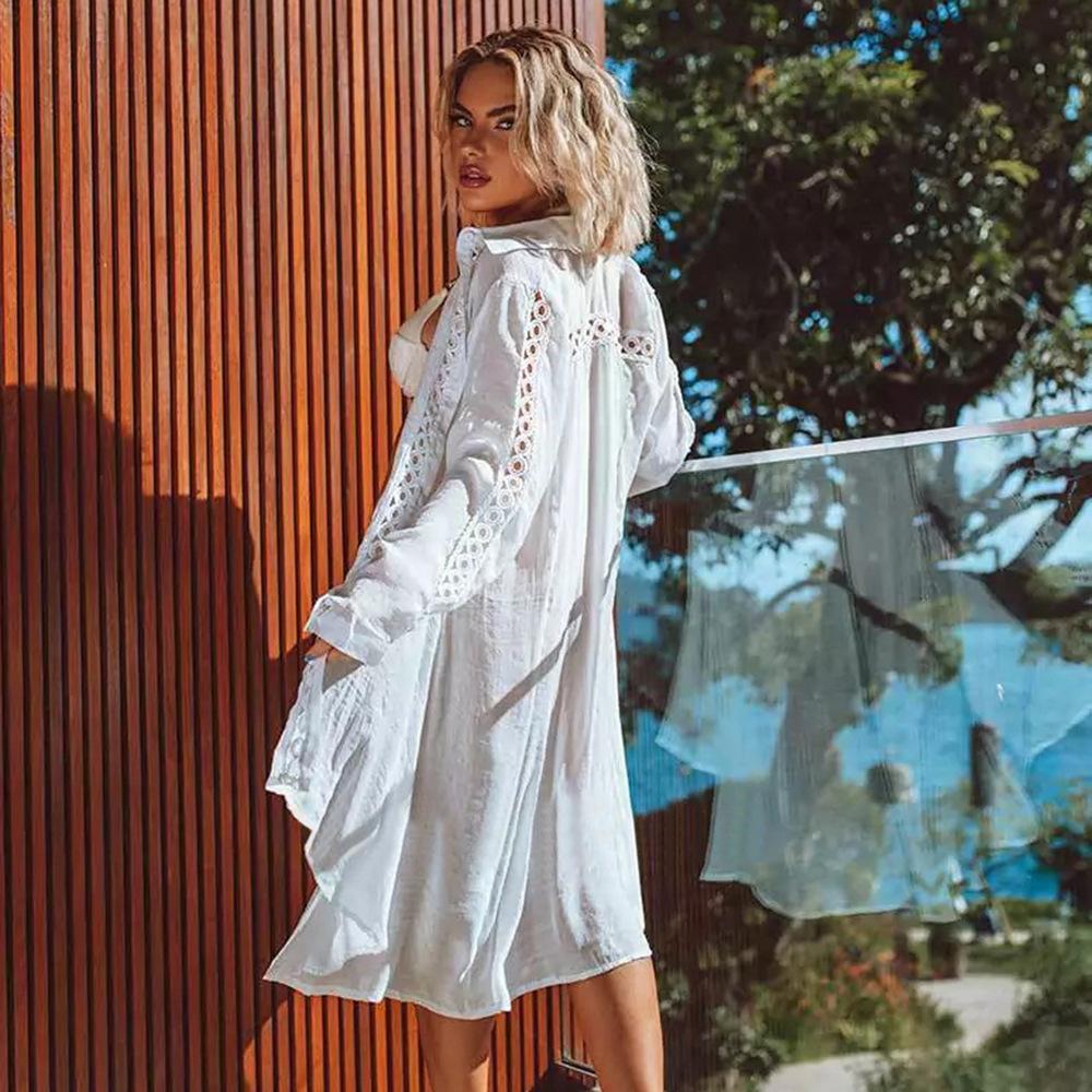 Women’s Beach Robe with Elegant Crochet Embellishments Ivyshape