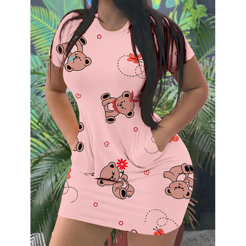 Ladies' mini dress with sophisticated bear motif and pockets Ivyshape