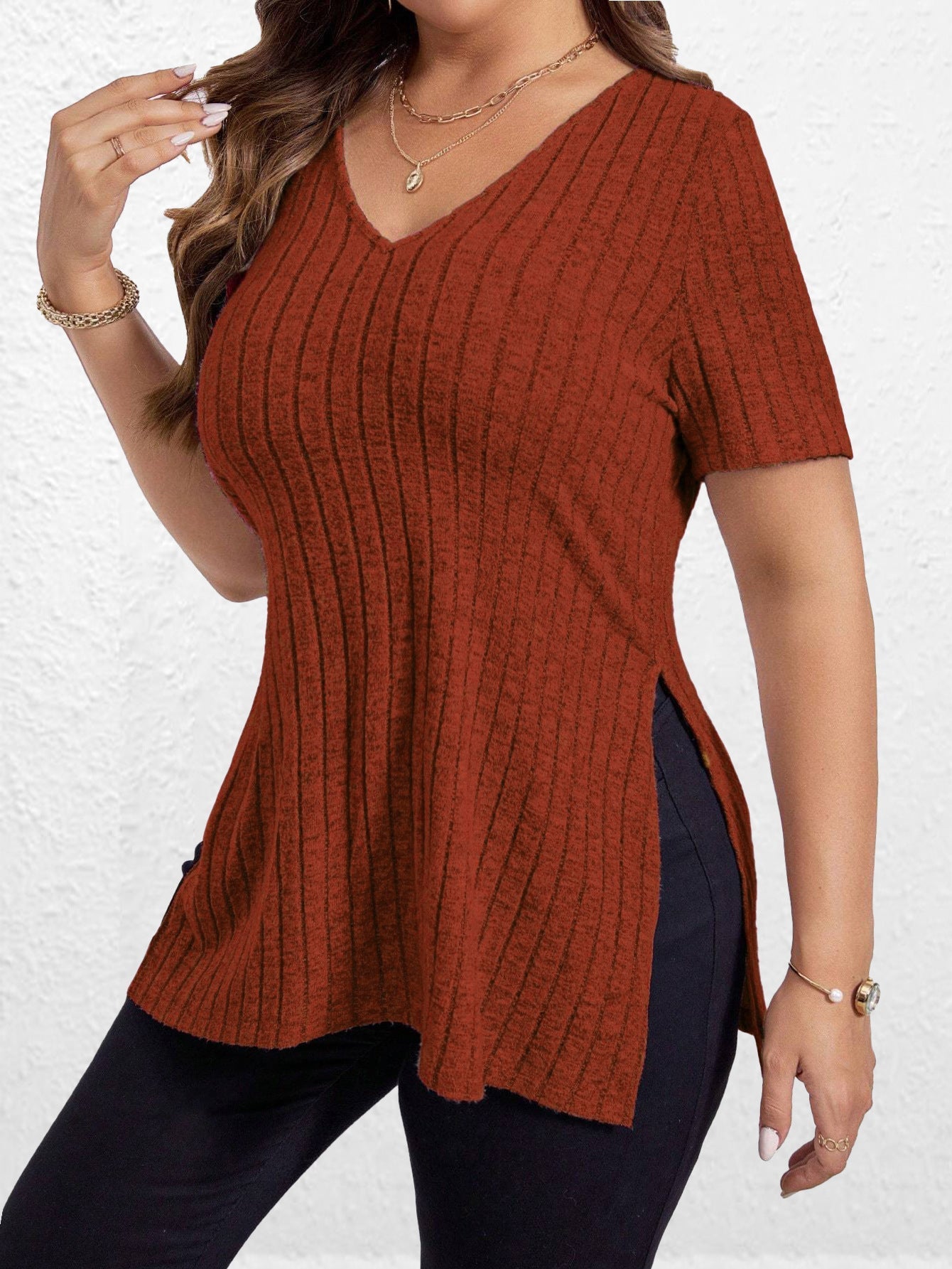 Ladies Structured V-Neck Tunic Top Ivyshape
